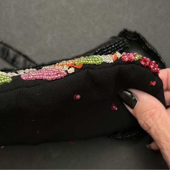 Express 90s Retro Style Black Beaded Women's Bag in Colorful Beads and Sequins - Picture 12 of 14